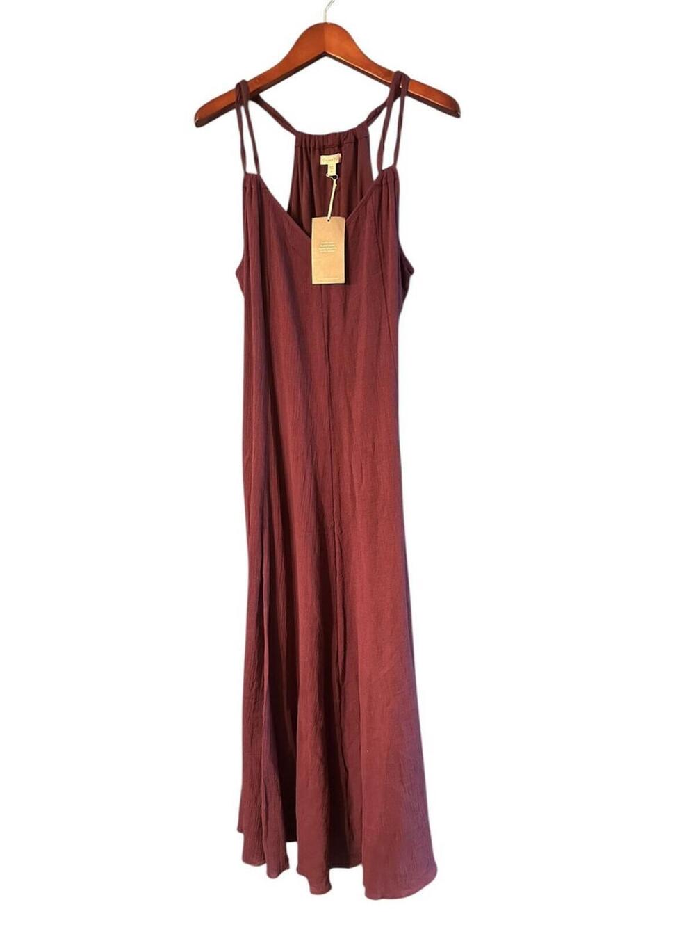 Garnet Hill Women’s Gauzy Sleeveless Maxi Dress Rust Red XL